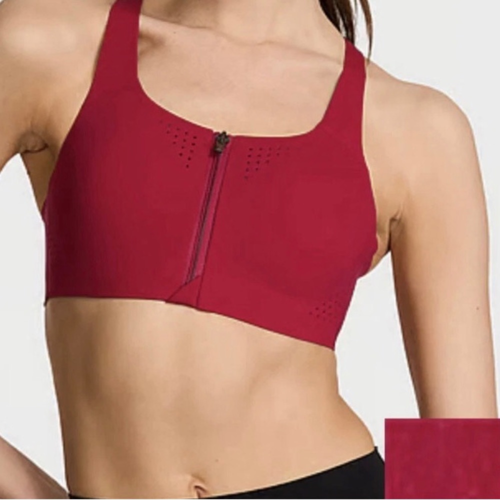 VICTORIA SECRET Front-Zip Sports Bra - Burgundy 34DDD